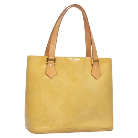 LOUIS VUITTON Monogram Vernis Houston Hand Bag Beige M91004 LV Auth BA2948 - Picture 1 of 14